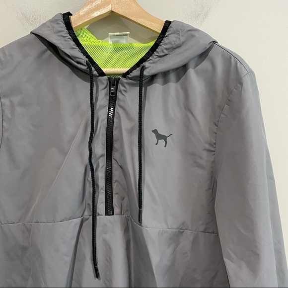 VS PINK Gray Hooded Windbreaker Pullover Oversized, Size Small - Picture 3 of 10